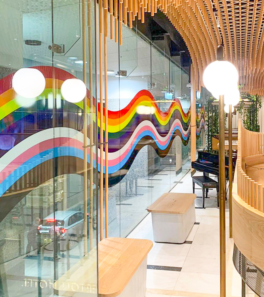 Interior corporate signage - hover