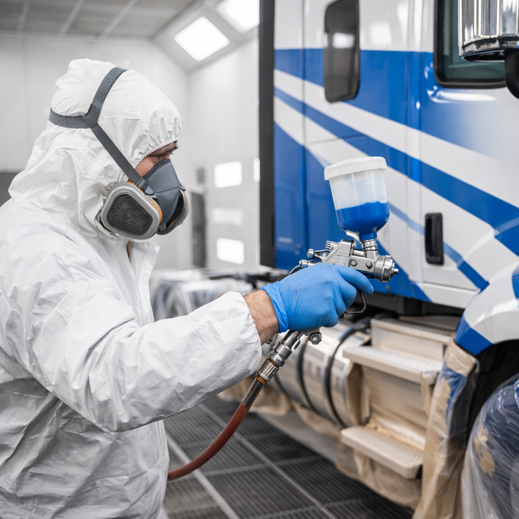 Truck cab and chassis painting - hover