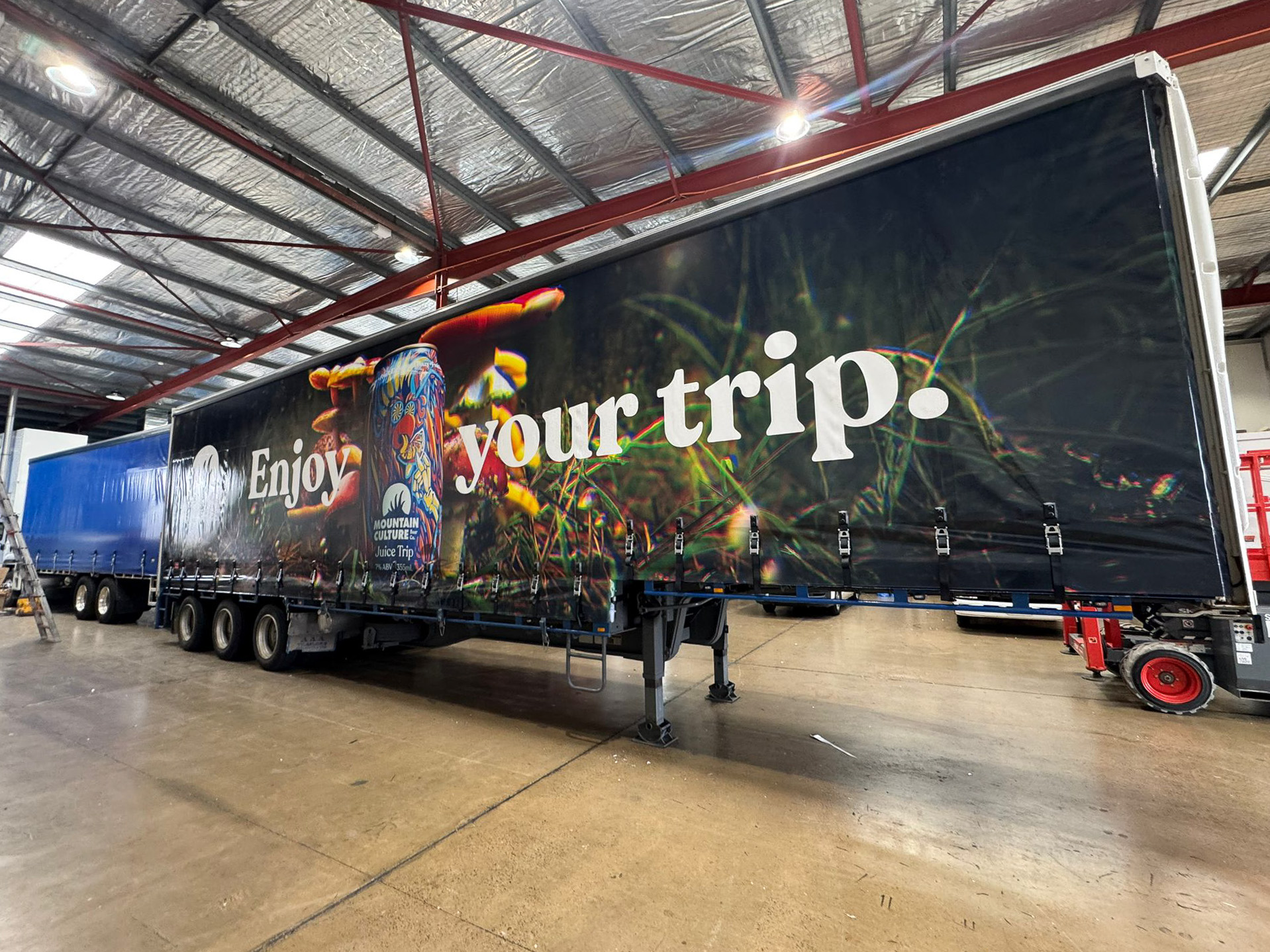 Mountain Culture branded truck curtains